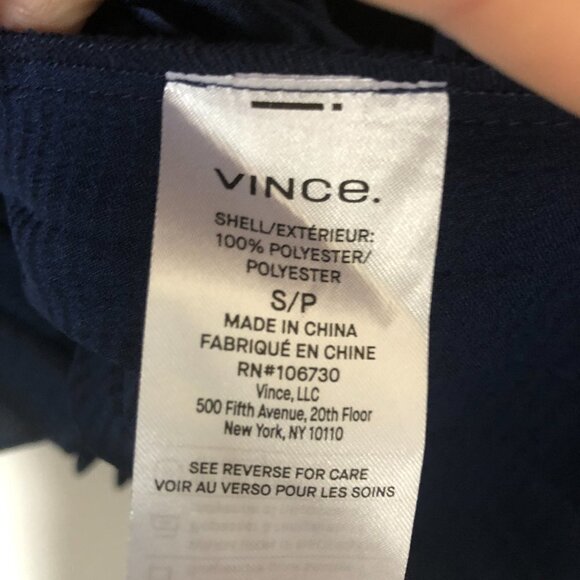 Vince Navy Accordion Pleated Square Neck Camisole Tank Top/Cami | Size Small - Picture 10 of 11